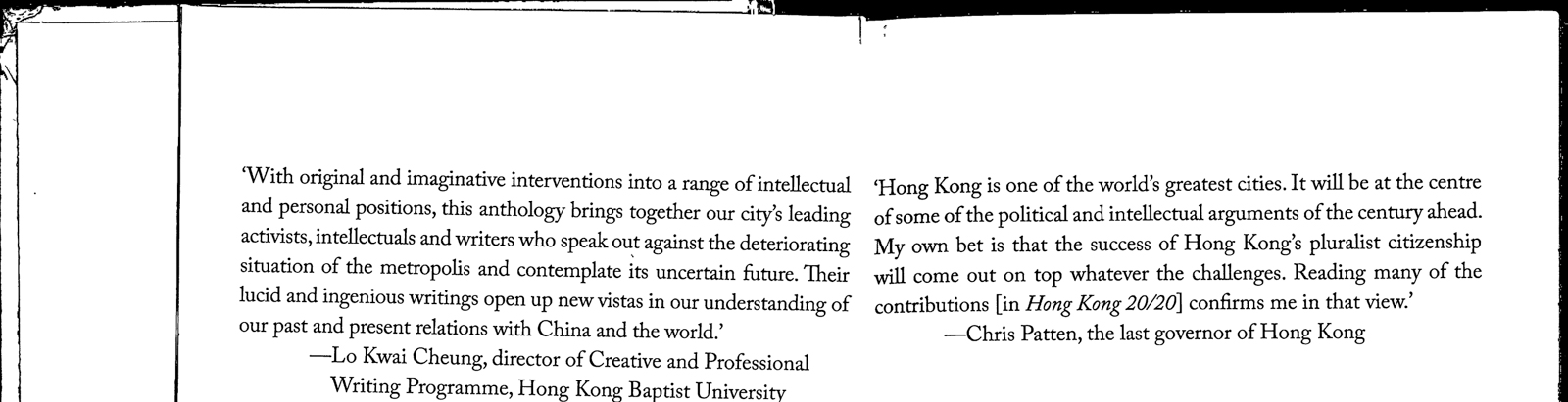 HONG KONG 20 20: Reflections on a borrowed place