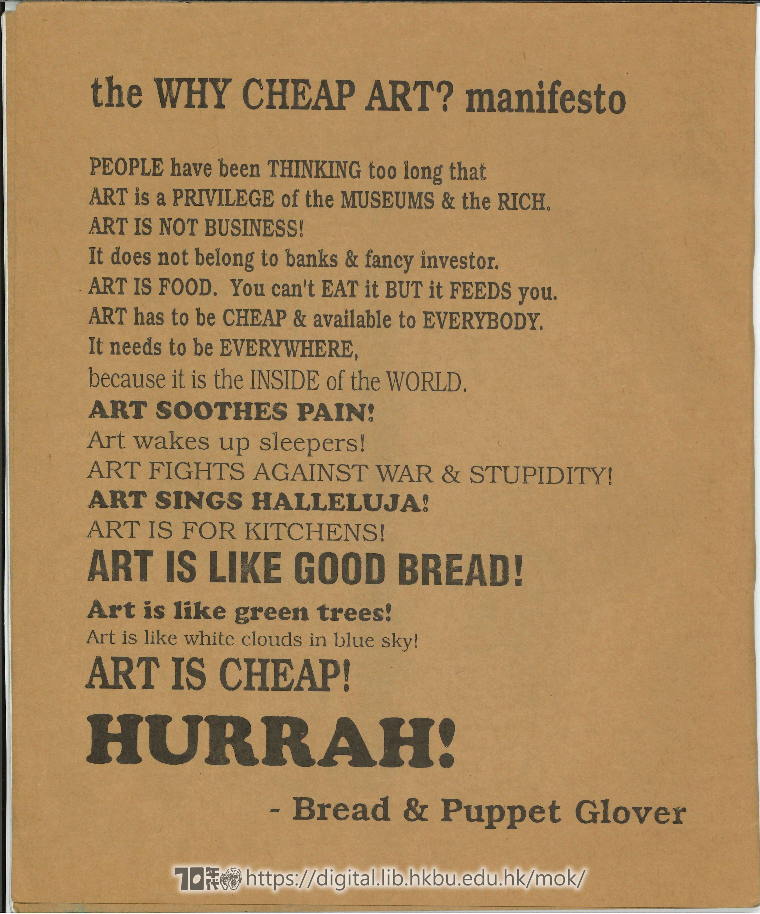  5 the WHY CHEAP ART? Manifesto  