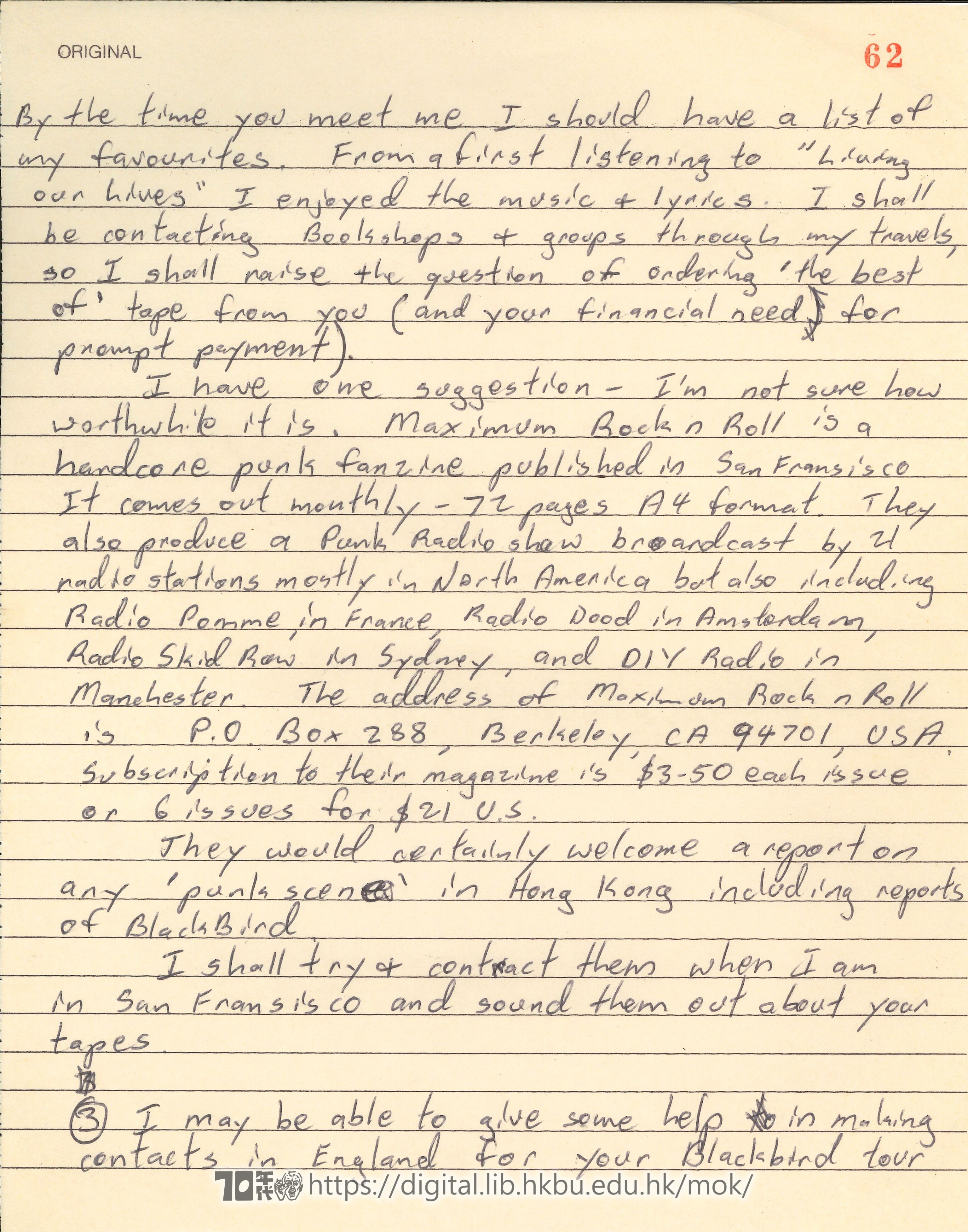   Letter from John Englart to Mok Chiu Yu ENGLART, John 