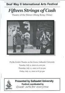Theatre of the Silence Flyer of Fifteen Strings of Cash Gallaudet University 