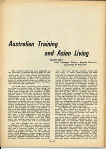  1 Australian Training and Asian Living MAY, Frank 