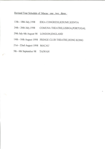 Macau 123 Revised Tour Schedule of Macau 1 2 3  