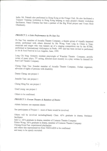 Community theatre Application for Hong Kong Arts Development Council project grant  
