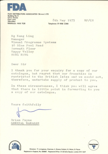  Letter from Brian Payne to Ng Kung Ling PAYNE, Brian 