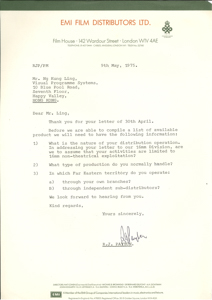  Letter from R.J. Payton to Ng Kung Ling PAYTON, R.J. 