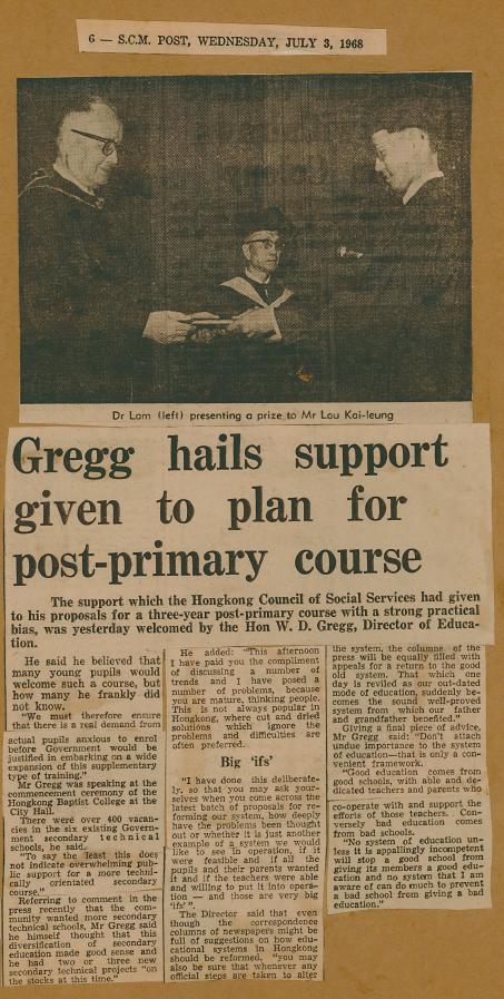 Gregg hails support given to plan for post-primary course