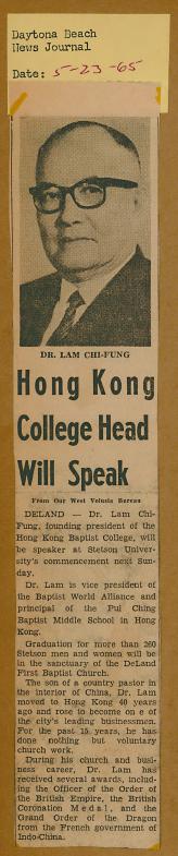 Hong Kong College Head Will Speak